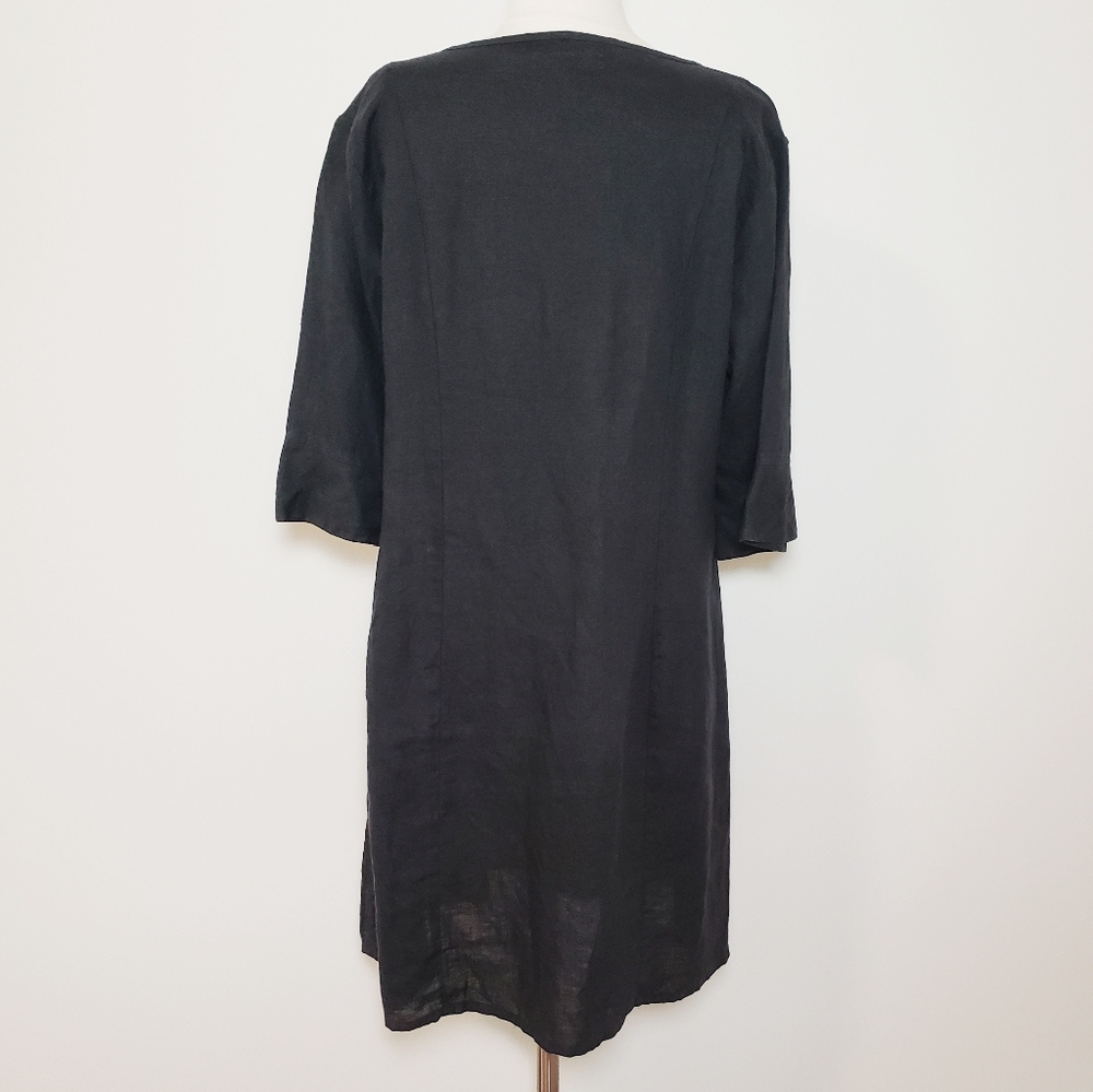 Flax Black Vneck Half Sleeve Dress - Picture 5 of 7